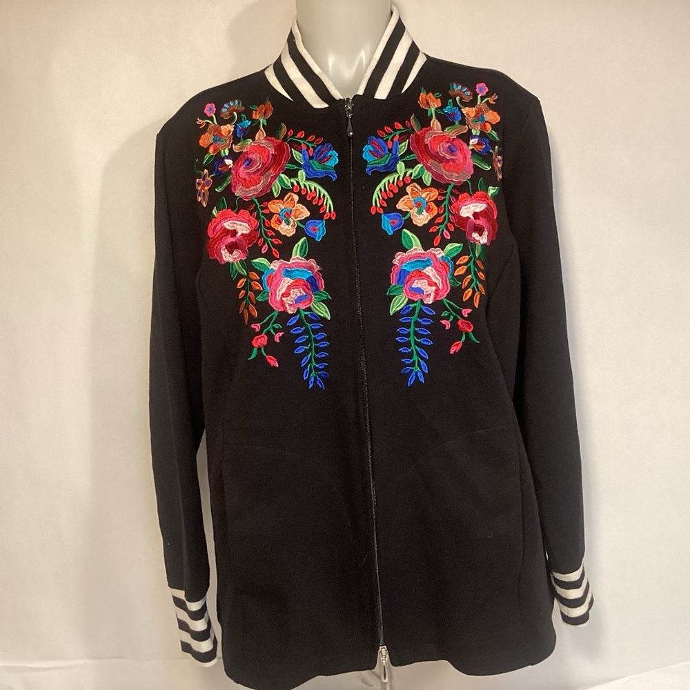 Linea Leisure by Louis Dell’Olio Womens embroidered zip up jacket size 1X